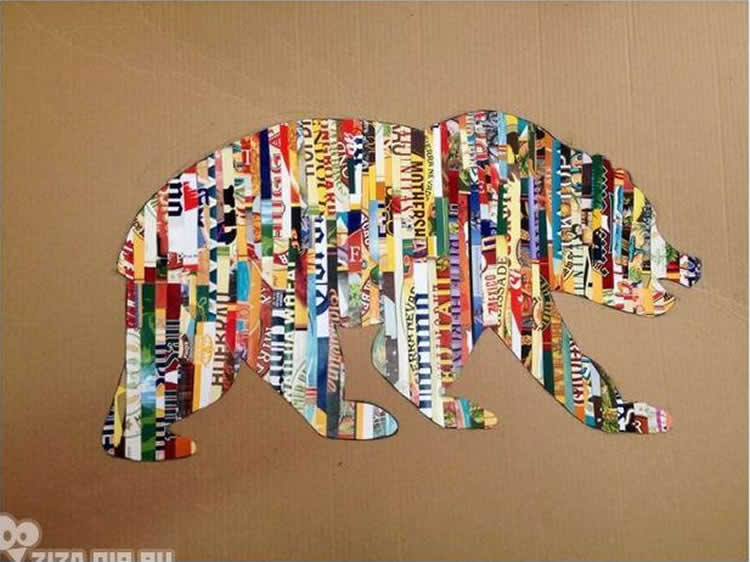 Collage amb tires de paper,  fem un ós polar de colors !