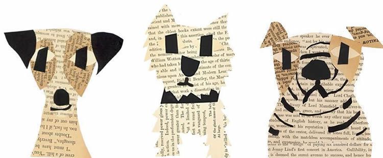 Collage d'animals amb paper de diari