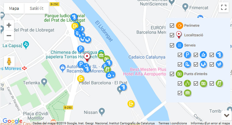 mapa Parc del Riu al Prat de Llobregat 