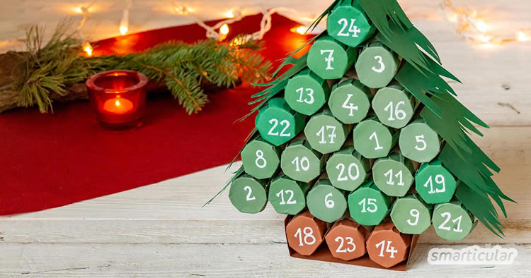 Calendaris d'Advent amb tubs de cartro arbre nadal