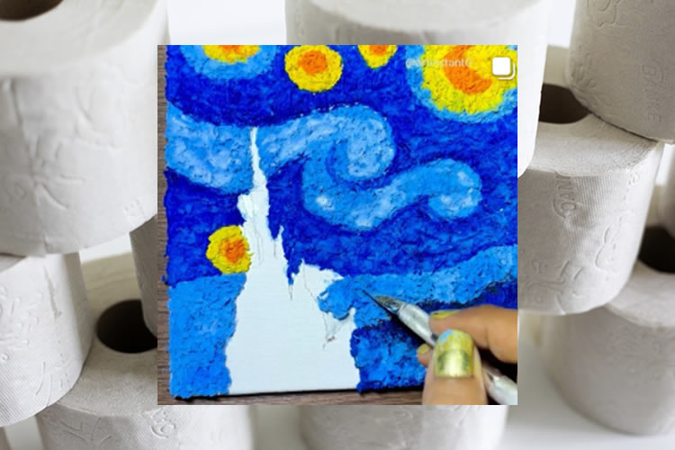 Pintar amb paper de vàter un Van Gogh